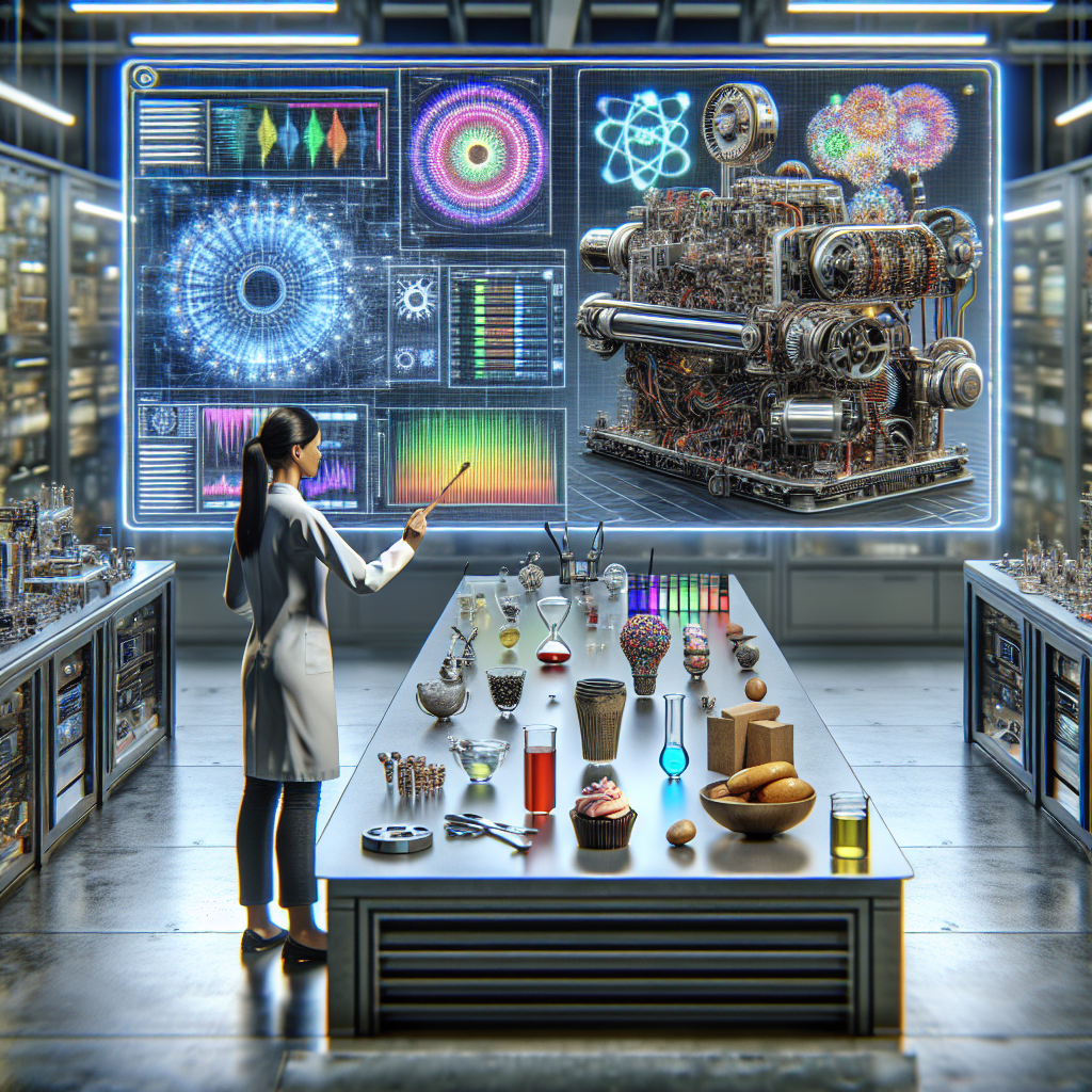 One can imagine a clean, well-lit scene from an innovative tech lab. There, a Caucasian female scientist carefully observes a grand, sophisticated machine, its many parts whirring and buzzing with life. On a large screen, vividly colored graphics and complex algorithms represent the process of machine learning. The screen depicts a vague representation of a grading scale, symbolizing precision in quality assessment. To further highlight the effectiveness of machine learning, a diverse set of objects, revealing impressive quality upgrades, is dispersed on the table next to the machine. Each item varies in shape, color, and texture, showcasing the versatility of the technology.